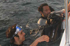 divers boarding boat